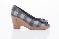 Czółenka DIJEAN 715 716 BLACK PLAID, Czarny/ Biały, Materiał - 36. Czarne czółenka damskie Dijean, bez wzorów, z materiału, bez obcasa, na koturnie. W wyprzedaży za 26.10 zł.