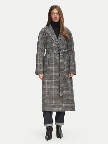 Tommy Hilfiger Płaszcz wełniany WW0WW51526 Szary Regular Fit. Szare płaszcze damskie Tommy Hilfiger, na zimę, bez wzorów, z syntetyku. Za 1,399.00 zł.