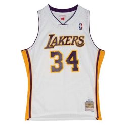 Koszulka Nba Los Angeles Lakers Shaquille O'Neal. Białe bluzki damskie Mitchell & Ness, l, bez wzorów, sportowe, bez kołnierzyka, bez ramiączek. W wyprzedaży za 402.50 zł.