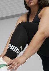 Damskie legginsy z logo Essentials PUMA Black. Czarne legginsy sportowe damskie Puma, na wiosnę, xs, bez wzorów, z bawełny, na fitness i siłownię. Za 124.55 zł.