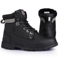 Buty męskie zimowe trapery U.S POLO. Czarne buty zimowe męskie U.S. Polo Assn., na zimę, bez zapięcia. W wyprzedaży za 219.00 zł.