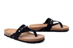 DR. BRINKMANN 700863-01 schwarz, klapki japonki damskie. Czarne klapki damskie Dr. Brinkmann, bez wzorów, ze skóry, bez obcasa. Za 214.90 zł.