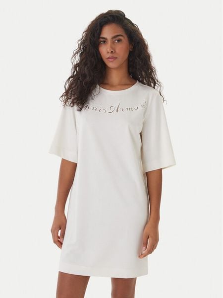 Emporio Armani Sukienka codzienna EW000618 AF20243 U1131 Biały Regular Fit. Białe sukienki damskie Emporio Armani, na co dzień, xs, bez wzorów, z wiskozy, bez kołnierzyka, bez ramiączek, proste. Za 398.99 zł.