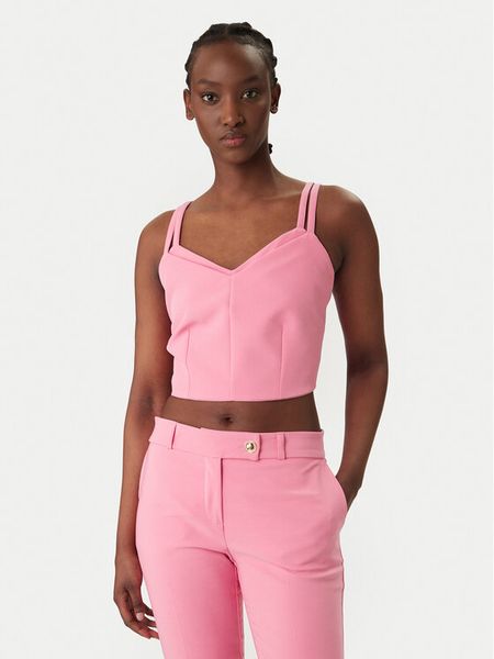 Rinascimento Top CFC0127891003 Różowy Slim Fit. Czerwone topy damskie RINASCIMENTO, s, bez wzorów, z syntetyku, bez kołnierzyka. Za 233.99 zł.
