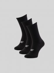 4F Skarpetki długie (3-pack) damskie - czarne 35-38. Czarne skarpetki damskie 4f, bez wzorów, z bawełny. Za 59.99 zł.