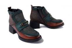 MACIEJKA 06747-29/00-8 rudo-zielony, botki damskie. Zielone botki damskie Maciejka, na zimę, z polaru, bez obcasa, na obcasie, bez zapięcia. Za 459.90 zł.