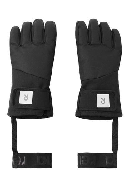 Rękawiczki dla dzieci Reima Hanskas. Czarne rękawiczki dziecięce Reima, z materiału, bez ramiączek. Za 239.99 zł.