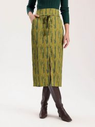 BGN Spódnica w kolorze khaki rozmiar: 38. Brązowe spódniczki damskie BGN, bez wzorów, z tkaniny, z podwyższonym stanem, midi, proste. Za 56.99 zł.