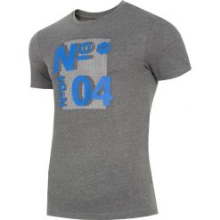 T-shirt męski TSM011 - średni szary melanż. Szare t-shirty męskie 4f, m, bez wzorów, bez kołnierzyka. Za 49.99 zł.