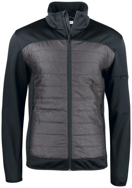 Clique Custer Lekko ocieplana bluza polarowa z nadrukiem odblaskowym – black. Czarne bluzy bez kaptura męskie CLIQUE, m, z jersey. Za 324.24 zł.