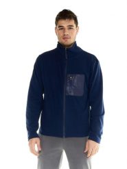 Leone Męski sweter lifestylowy z pełnym zamkiem i stójką. Niebieskie swetry męskie LEONE 1947 APPAREL, m, bez wzorów, bez kołnierzyka. Za 168.36 zł.