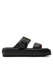 Pollini Klapki SA28245I0ITD0000 Czarny. Czarne klapki damskie Pollini, bez wzorów, ze skóry, bez obcasa. Za 659.99 zł.