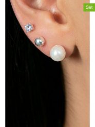 Lodie Silver Srebrne kolczyki-wkrętki (3 szt.) rozmiar: onesize. Szare kolczyki damskie Lodie Silver, z cyrkonią, srebrne. Za 39.99 zł.