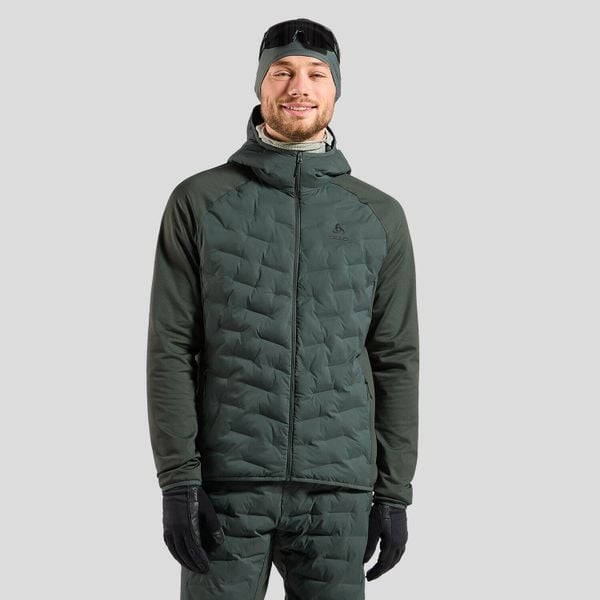 Kurtka Odlo Mid layer hoody full zip ZEROWEIGHT INSULATOR. Zielone kurtki męskie Odlo, bez wzorów, bez kaptura, narciarskie. Za 899.99 zł.