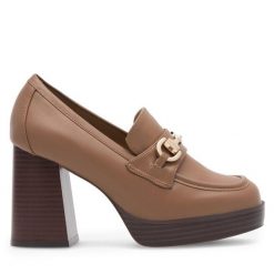 Półbuty Jenny Fairy. Brązowe półbuty damskie Jenny Fairy, bez wzorów, bez obcasa, na obcasie. Za 135.99 zł.