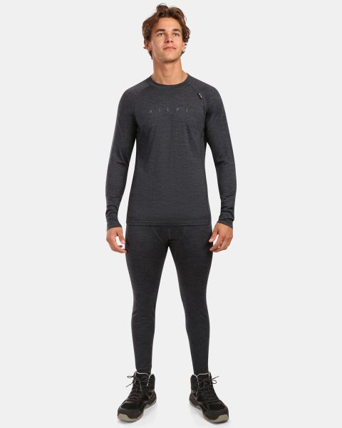 Męska koszulka termiczna z długim rękawem z wełny merino Kilpi MAVORA TOP-M. Czarne t-shirty sportowe męskie Kilpi, m, z materiału, bez ramiączek, do biegania. Za 525.33 zł.