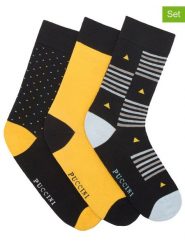 Puccini Skarpety (3 pary) w kolorze czarno-żółtym rozmiar: 39-42. Czarne skarpetki męskie Puccini, bez wzorów. Za 34.95 zł.