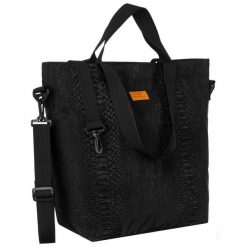 Duży shopper damski z poliestru w czarnym kolorze pokryty zwierzęcym wzorem Rovicky R-TZ15605. Czarne shopper bag damskie ROVICKY, bez wzorów, bez dodatków. Za 59.99 zł.