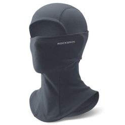 Czapka z daszkiem na zewnątrz, wiatroszczelna, kominiarka, osłona na szyję. Szare czapki męskie ROCKBROS, bez wzorów, z elastanu. Za 63.60 zł.