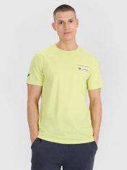 4F T-shirt regular z nadrukiem męski - zielony XL. Zielone t-shirty męskie 4f, m, bez wzorów, z bawełny, bez kołnierzyka. Za 49.99 zł.