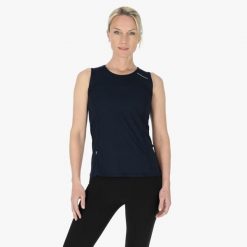 Koszulka Na Ramiączkach Syntetyczna Trening Kobieta Ultra Light Szybkoschnący. Niebieskie bluzki sportowe damskie SWEDEMOUNT, s, z materiału, bez kołnierzyka, bez ramiączek. Za 99.99 zł.