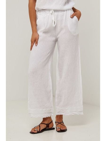 Le Monde du Lin Lniane spodnie w kolorze białym rozmiar: 34/36. Białe spodnie materiałowe damskie Le Monde du Lin, bez wzorów, ze lnu, klasyczne, z standardowym stanem. Za 187.45 zł.