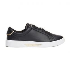 Buty Tommy Hilfiger Chic Hw Court Sneaker FW0FW07813BDS czarne. Czarne buty sportowe na co dzień damskie bez wzorów, z gumy. Za 562.25 zł.