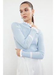 Trendyol Sweter w kolorze błękitnym rozmiar: XS. Niebieskie golfy damskie Trendyol, xs, bez wzorów, ze splotem, bez ramiączek. Za 47.94 zł.