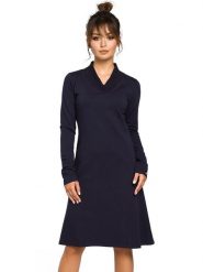 Be Wear Sukienka w kolorze granatowym rozmiar: XL. Niebieskie sukienki damskie Be Wear, xl, bez wzorów, bez kołnierzyka, bez ramiączek, maxi, rozkloszowane. Za 141.19 zł.