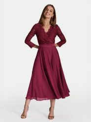 Swing Sukienka koktajlowa 5AE29100 Bordowy Regular Fit. Czerwone sukienki damskie Swing, bez wzorów, z syntetyku, wizytowe, bez kołnierzyka, bez ramiączek. Za 529.99 zł.