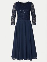 Swing Sukienka koktajlowa 5AI08900 Granatowy Regular Fit. Niebieskie sukienki damskie Swing, bez wzorów, z syntetyku, wizytowe, bez kołnierzyka, bez ramiączek. Za 489.99 zł.