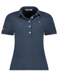 Geographical Norway Koszulka polo "Kars" w kolorze granatowym rozmiar: L. Niebieskie bluzki damskie Geographical Norway, l, bez wzorów, z bawełny, bez kołnierzyka, bez ramiączek. Za 96.83 zł.