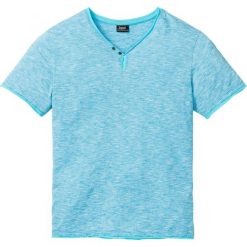 T-shirt melanżowy z dekoltem w serek bonprix turkusowy melanż. Niebieskie t-shirty męskie bonprix, m, bez wzorów, bez kołnierzyka. Za 44.99 zł.