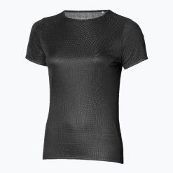 Koszulka do biegania damska Mizuno DryAeroFlow Graphic Tee. Czarne bluzki sportowe damskie Mizuno, xl, z materiału, bez kołnierzyka, bez ramiączek. Za 119.99 zł.