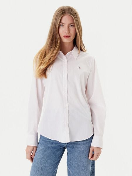 Tommy Hilfiger Koszula Ess WW0WW47169 Różowy Regular Fit. Czerwone koszule damskie Tommy Hilfiger, bez wzorów, z bawełny, bez kołnierzyka, bez ramiączek. Za 369.99 zł.