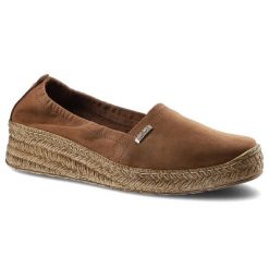 Brązowe Espadryle Lemar Damskie Skórzane Obuwie. Brązowe espadryle damskie Lemar, bez wzorów, z nubiku, bez obcasa, na platformie. Za 167.20 zł.