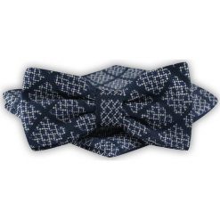 Mucha Męska z Poszetką - Alties - Granat, Krata. Niebieskie krawaty i muchy męskie Alties, bez wzorów, eleganckie. Za 54.00 zł.