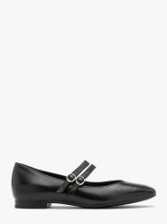 Czarne baleriny damskie z dwoma paskami AUDREY. Czarne baleriny damskie Ryłko, bez wzorów, z gumy, bez obcasa, na płaskiej podeszwie. Za 349.99 zł.