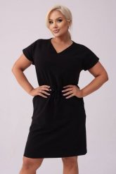 Dresowa czarna sukienka Bianca PLUS SIZE XXL WIOSNA. Czarne sukienki damskie Moda Size Plus Iwanek, na co dzień, na wiosnę, l, bez wzorów, z bawełny, eleganckie, bez kołnierzyka, plus size, bez ramiączek, midi, proste. Za 239.90 zł.