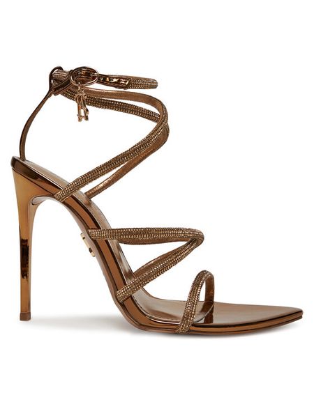 Steve Madden Sandały Sky High SM11003639 Złoty. Żółte sandały damskie Steve Madden, bez wzorów, z materiału, bez obcasa, na szpilce. Za 609.99 zł.