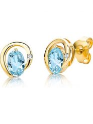 Revoni Złote kolczyki-wkrętki z diamentami i topazami rozmiar: onesize. Żółte kolczyki damskie Revoni, z diamentem, złote. Za 1,035.99 zł.