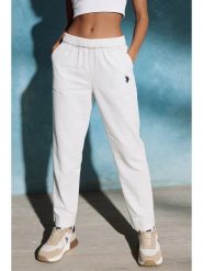 U.S. Polo Assn. Spodnie materiałowe w kolorze białym rozmiar: L. Białe spodnie materiałowe damskie U.S. Polo Assn., bez wzorów, z bawełny. Za 170.87 zł.