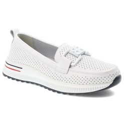 Białe Półbuty S.Barski Wsuwane Obuwie Damskie. Białe półbuty damskie S.BARSKI, bez wzorów, ze skóry, eleganckie, bez obcasa. Za 159.00 zł.
