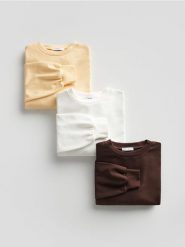 Gładka bluza z bawełną - ciemnobrązowy. Brązowe bluzy bez kaptura damskie Reserved, l, z bawełny. W wyprzedaży za 49.99 zł.
