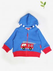 Toby Tiger Bluza w kolorze niebieskim rozmiar: 104. Niebieskie bluzy i bluzki niemowlęce Toby Tiger, z aplikacjami, z bawełny, bez ramiączek, bez kaptura. Za 109.52 zł.