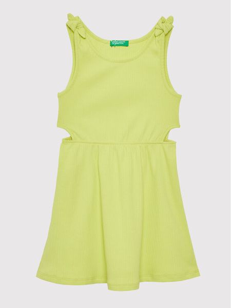 United Colors Of Benetton Sukienka letnia 3HCGCV005 Żółty Regular Fit. Żółte sukienki dziewczęce United Colors Of Benetton, na lato, bez wzorów, z bawełny, bez ramiączek. Za 99.99 zł.