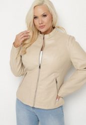 Jasnoszara Kurtka w Stylu Ramoneski Idivana. Szare kurtki damskie Born2be, xl, bez wzorów, z jeansu, bez kaptura. Za 84.99 zł.