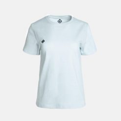 Koszulka LIENA W Klasyczny komfort i uniwersalny styl do noszenia na co dzień. Niebieskie t-shirty damskie IZAS, m, bez wzorów, bez kołnierzyka. Za 139.09 zł.