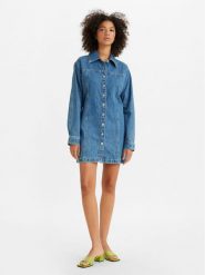 Levi's® Sukienka jeansowa Shay A45850001 Niebieski Loose Fit. Niebieskie sukienki damskie l, bez wzorów, z bawełny, bez kołnierzyka, bez ramiączek. Za 319.99 zł.