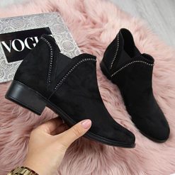 Sztyblety damskie wsuwane czarne Filo Donna. Czarne botki damskie Filo Donna, bez obcasa, bez zapięcia. Za 129.99 zł.